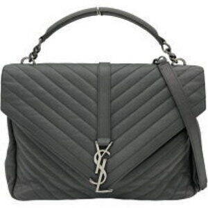 Saint Laurent Classic Shoulder Bag Gray Leather
